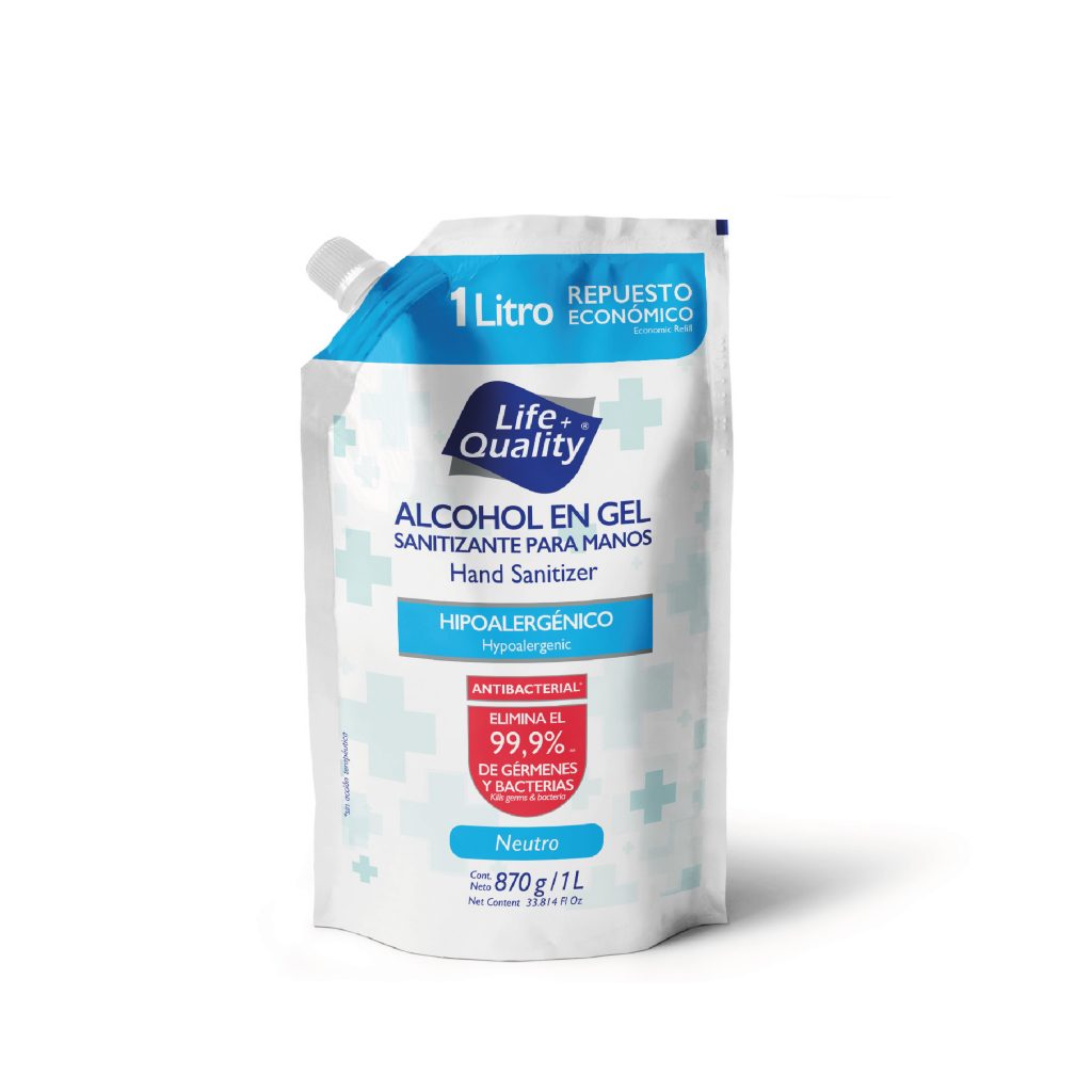 Alcohol en Gel Sanitizante para Manos Neutro Doypack x 1 L