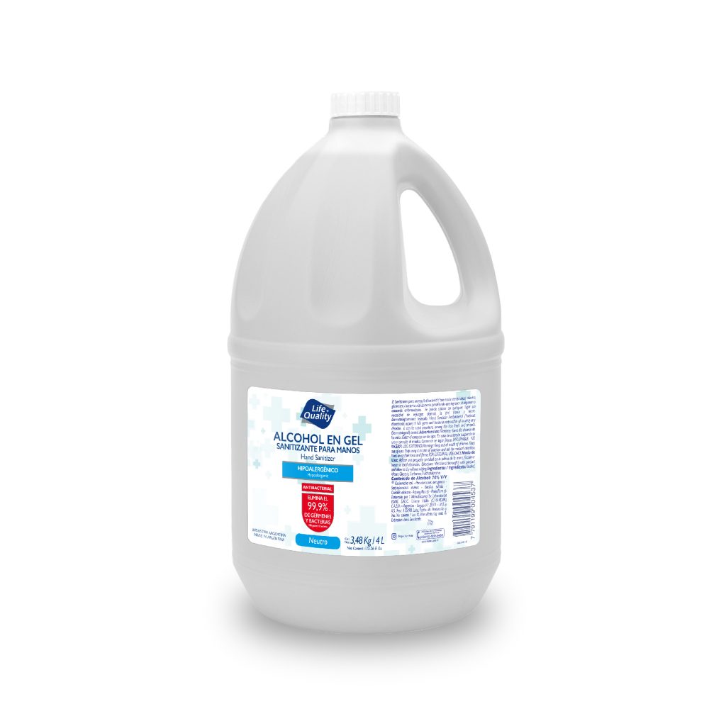 Alcohol en Gel Sanitizante para Manos Neutro x 4 L